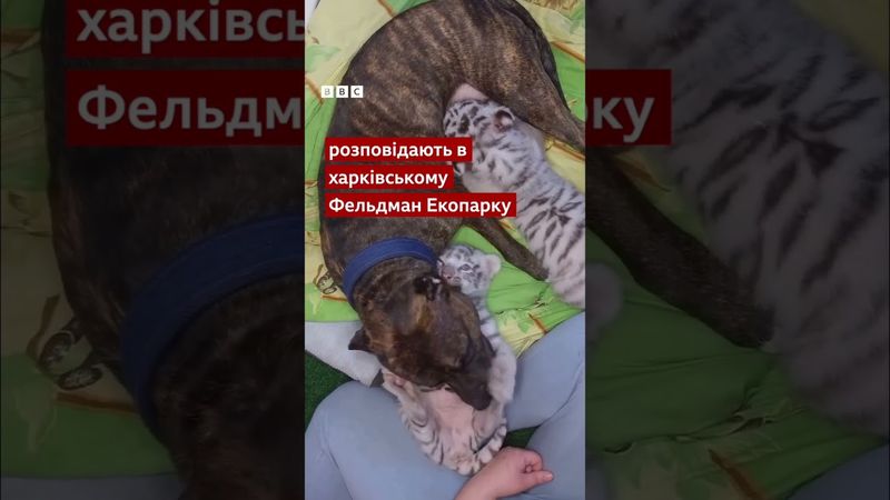 В екопарку Харкова собака усиновила тигренят. Як живе незвичайна родина? #shorts  #харків  #собака