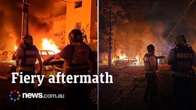 Video shows fiery aftermath of Iranian missile strike in Haifa