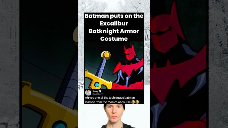 Batman puts on the Excalibur Batknight Armor Costume