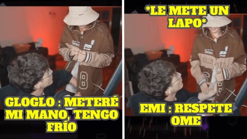 GLOGLO METE SU MANO EN LA CHAQUETA DE EMI Y ELLA LO LAPEA