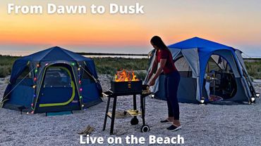 Жаркий день в лагере на диком пляже, кемпинг на море: купаюсь, готовлю, рыбачу, живу в палатке