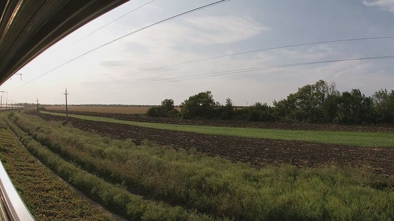 Летним вечером по Тихорецкому направлению | Челбас - Выселки из окна поезда