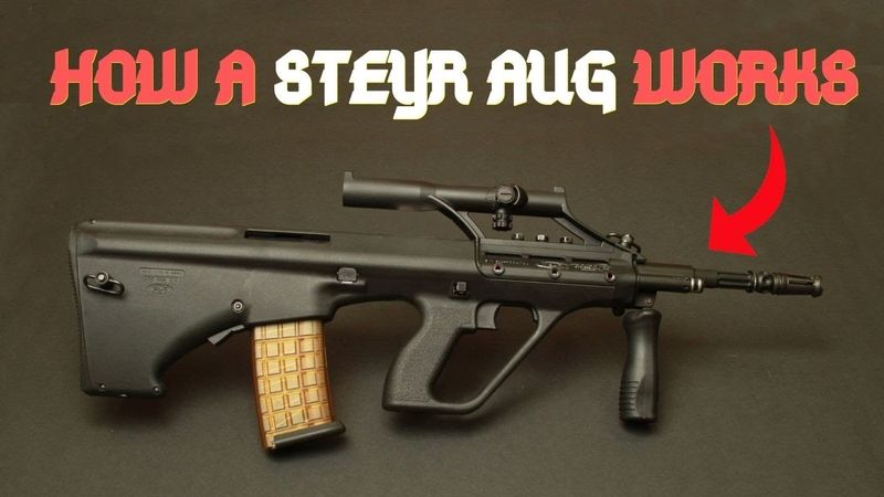 How A Steyr AUG Works. Animation Of Mechanisms of Steyr AUG.