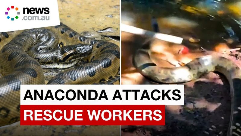 Three meter anaconda attacks Civil Defense agent during rescue at reservoir