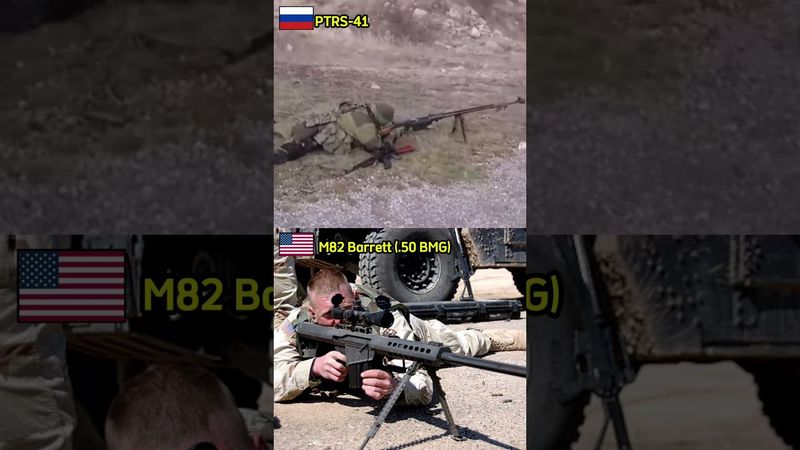 🇷🇺 PTRS-41 vs. M82 Barrett 🇺🇸 – Which Anti-Materiel Rifle Reigns Supreme? #shorts #military #war