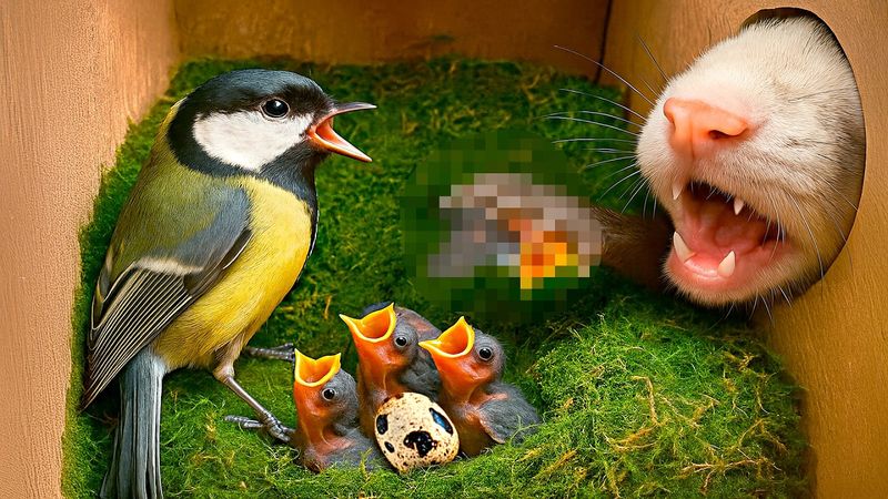 ГНЕЗДО С ПТЕНЦАМИ БЫЛО АТАКОВАНО ХИЩНИКОМ