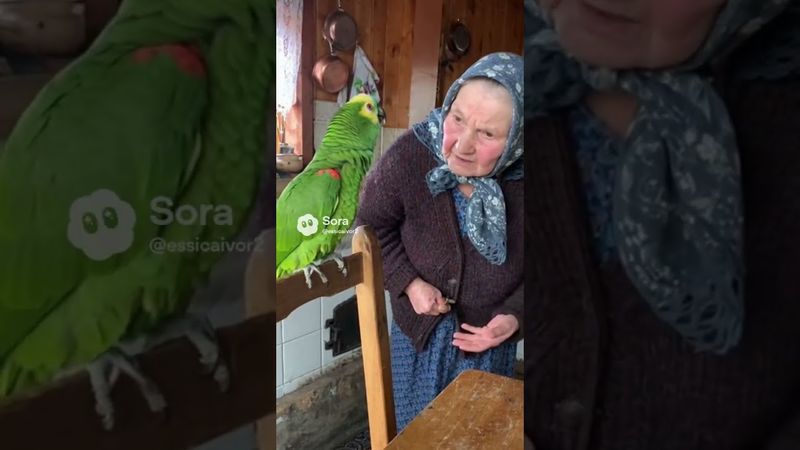 Попугай и бабка #попугай #бабка #кот #спор #sora #юмор #ии #cat #funny #милота #угар #pets #мем