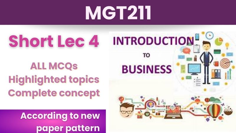 MGT211 Short Lecture 4_Highlighted Questions_MGT211short Lectures_Mid Term_Full Detail In Short Time