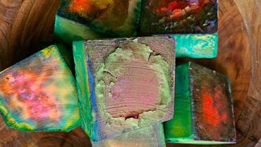 Box of Beautiful Dyed Crisp, Soft, Crunch Blocks ♡ ASMR ♡ Oddly Satisfying