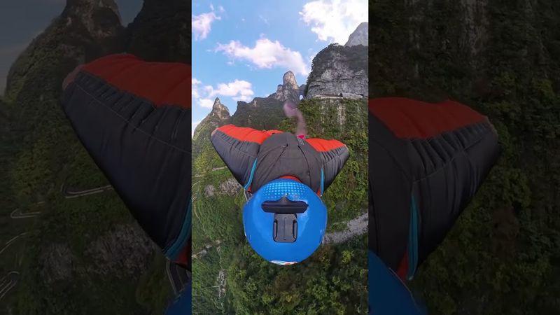 风之涌动之天门山翼装飞行“仙人之下我无敌” #极限运动 #翼装飞行 #张家界天门山第一视角 #travel #trip