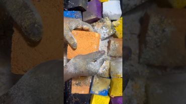 Soft Crispy Gritty Orange Dyed Chalk Oddly satisfying ASMR #shorts  #trending