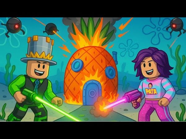 ЗАЩИТИ ГУБКУ БОБА в РОБЛОКС! Защита БАШЕН ПАПА и ДОЧКА в SpongeBob Tower Defense!