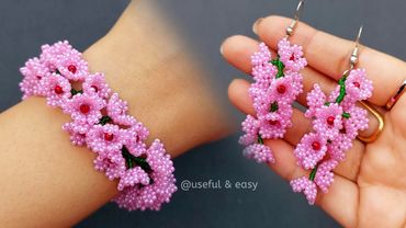 CHERRY BLOSSOM🌸 BEADS JEWELRY MAKING//BRACELET & EARRINGS// Useful & Easy