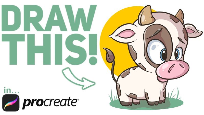 Full Procreate Cartoon Tutorial! // Let's Draw a Baby Cow!