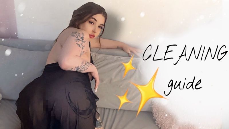 [4K] Transparent Clean | Clean the Sofa in a Transparent Negligee | Secret Cleaning Hacks | Try On