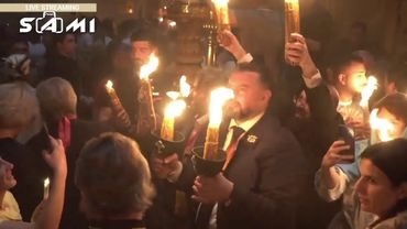 Holy fire ceremony from The Holy Sepulcher Church- Jerusalem   Happy Easter