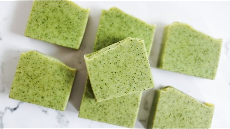 Making spruce tip soap 🌲 Naturally colored cold process soap making