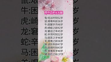 《十二生肖的厄運低谷期》而今邁步從頭越！看看你是幾歲會出問題？#運勢 #生肖 #十二生肖 #玄學 #風水 #正能量 #命理 #生肖運勢 #傳承文化 #道家文化 #道家智慧 #國學文化