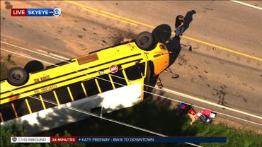 58 students hospitalized after bus flips over, Cleveland ISD says