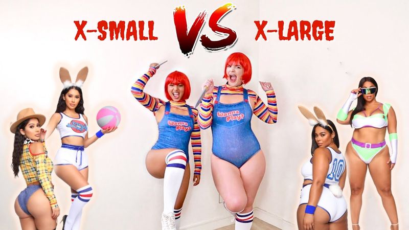 SIZE SMALL VS. EXTRA LARGE TRY ON THE SAME SEXY HALLOWEEN COSTUMES 🎃 | FASHION NOVA HAUL