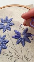 Hand embroidered simple flowers 💜 the template is available on Etsy! ...