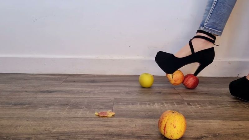 Apple crushing in high heels | Food crushing & ASMR