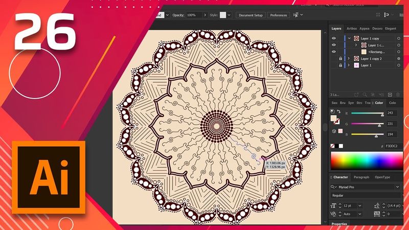 26-  Adobe Illustrator CC 2020 – آموزش الستراتور  بخش بیست ششم – دیزاین یک مندلا