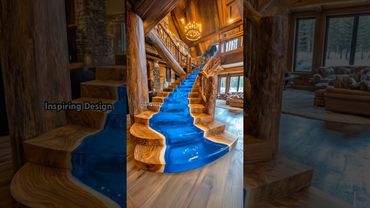 Absolutely loving this epoxy river staircase! 😱 #epoxy #woodworking #interiordesign #rustic