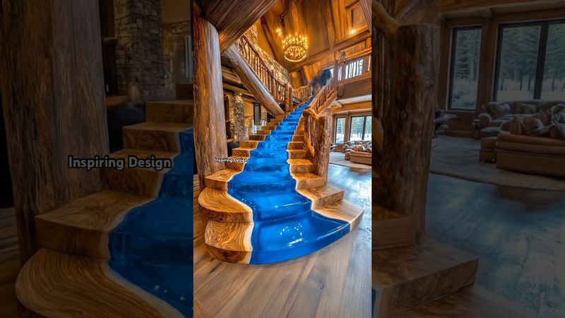 أعشق هذا الدرج النهري الإيبوكسي! 😱 #إيبوكسي #نجارة #تصميم_داخلي #ريفي