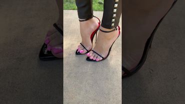 Summer nails with amazing red sole heels 🩷 #heels #nails #sandals