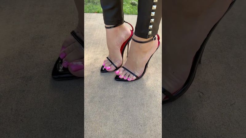 Summer nails with amazing red sole heels 🩷 #heels #nails #sandals