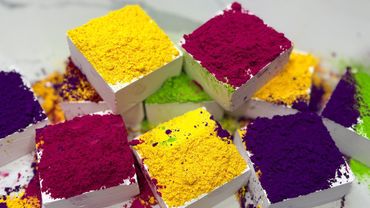 Fresh Gym Chalk Blocks Topped with Holi Powder | Oddly Satisfying | Dense Sound 🎧