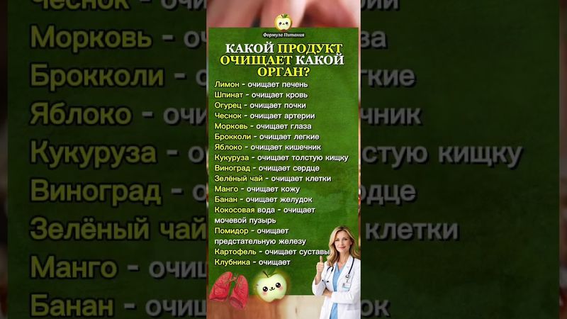 Полезные продукты для здоровья: Что чистит какой орган? | #Питание #Здоровье #Очищение #здоровье