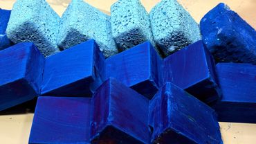 Blue Dyed Crispy Soft C2 Blocks | Satisfying | *Vacation Announcement *🥹