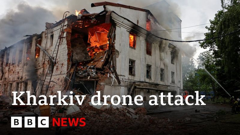 Biggest drone strike hits Ukraine's second city Kharkiv | BBC News