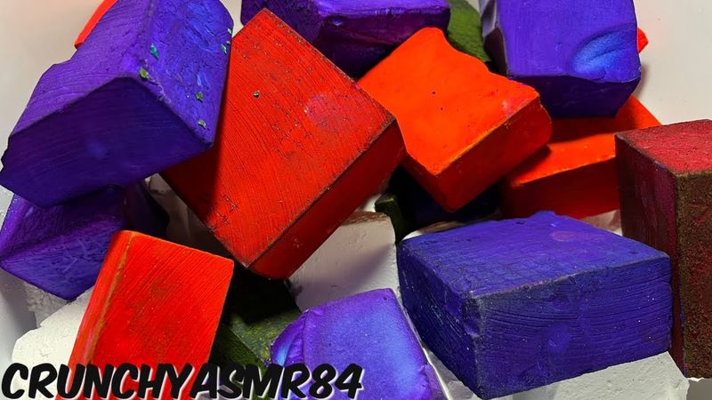 Dyed Neon Pink & Purple Chalk w/Plain White Blocks | Oddly Satisfying | ASMR | Sleep Aid