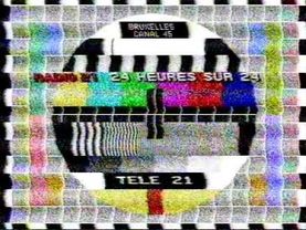 TV-DX Tele21 E45 PM5544 Bruxelles Canal 45 12.01.1990