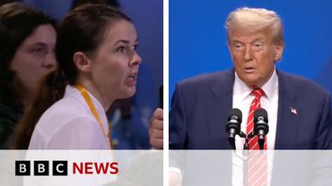 Donald Trump asks BBC Ukrainian reporter about her family at Nato summit | BBC News