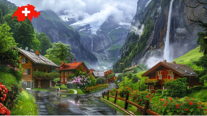 Rainy Day in SWITZERLAND 🌧️ Most Beautiful Villages 🇨🇭 4K Walking Tour | Must-Visit: Grindelwald