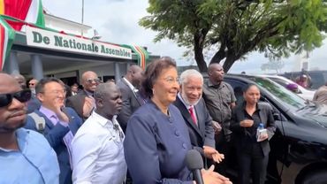 Jennifer Geerlings-Simons greets supporters as she becomes Suriname's first woman president | AFP