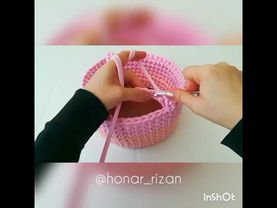 تریکوبافی، آموزش بافت دسته سبد تریکو، مدل دوم