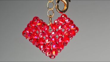 DIY 3D Beaded Heart Keychain Tutorial 💖 Aesthetic Crystal Magic ✨