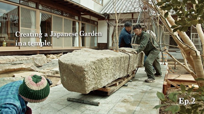 (Pro.67 - Ep.2) ６mを超える長く大きな石を割り戻す。お寺の中に日本庭園を作る。