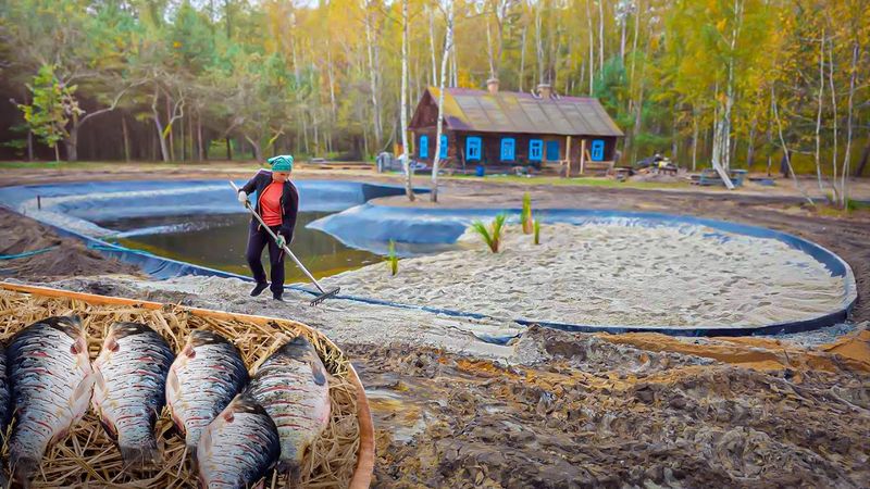 Жизнь семьи в труде и в удовольствие. Первая флора и фауна в эко-пруду.