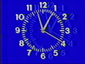 Программа передач ночного эфира + часы (1 канал Останкино, 8 февраля 1995 г.)