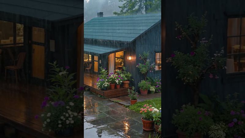 Heavy Rainfall Around a Cabin Garden | Relaxing Rain Sounds for Deep Sleep #rain #rainoundforsleep