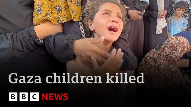 At least 10 children killed by Israeli airstrike while queuing at Gaza medical centre | BBC News