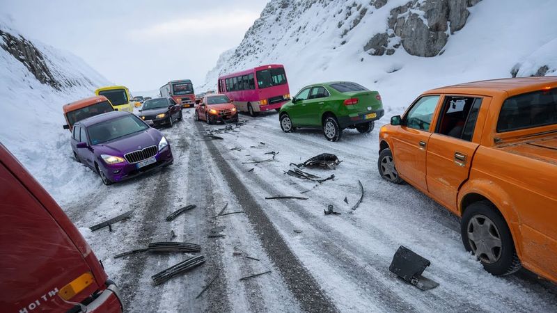 INSANE Black Ice Chaos — Cars Out of Control!