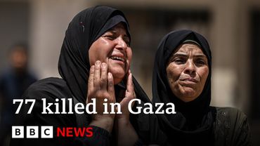 Gaza rescuers say 77 people killed by Israeli air strikes | BBC News