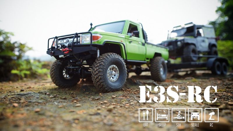 E3S-RC "KiLLERBODY" LAND CRUiSER LC70 4WD With Trailer & DEFENDER D90 /RC4WD 4X4